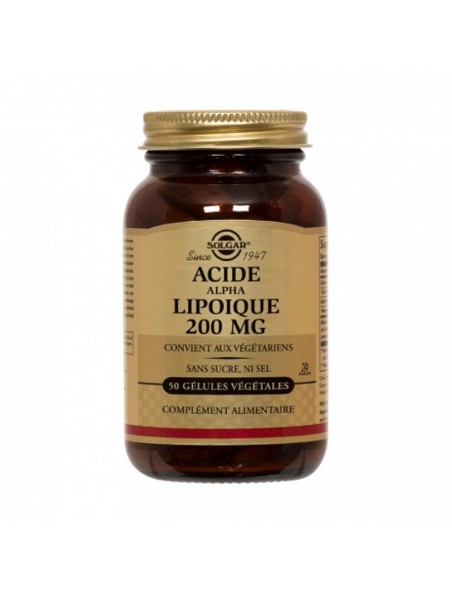 Achetez Acide Alpha-Lipoïque 200mg - Antioxydant 50 gélules végétales - Solgar à l'herboristerie Louis Image principale de Acide Alpha-Lipoïque 200mg - Antioxydant 50 gélules végétales - Solgar
