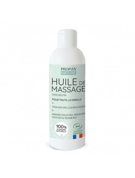 Achetez Huile de Soin Bio - Massage neutre 200 ml - Propos Nature à l'herboristerie Louis Image principale de Huile de Soin Bio - Massage neutre 200 ml - Propos Nature