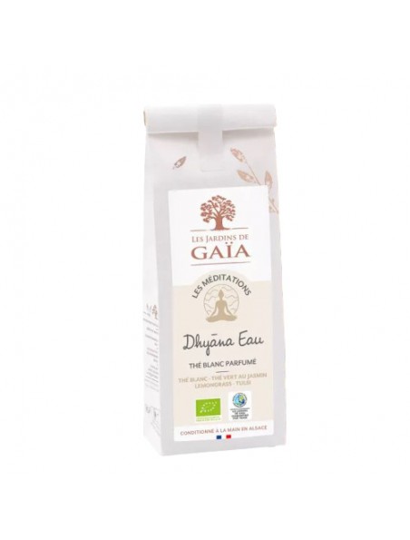 Achetez Dhyana Eau Bio - Thé blanc Parfumé 50 g - Les Jardins de Gaïa à l'herboristerie Louis Image principale de Dhyana Eau Bio - Thé blanc Parfumé 50 g - Les Jardins de Gaïa