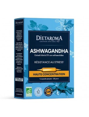 Image 76155 supplémentaire pour C.I.P. Ashwagandha Bio - Résistance au Stress 20 ampoules - Dietaroma