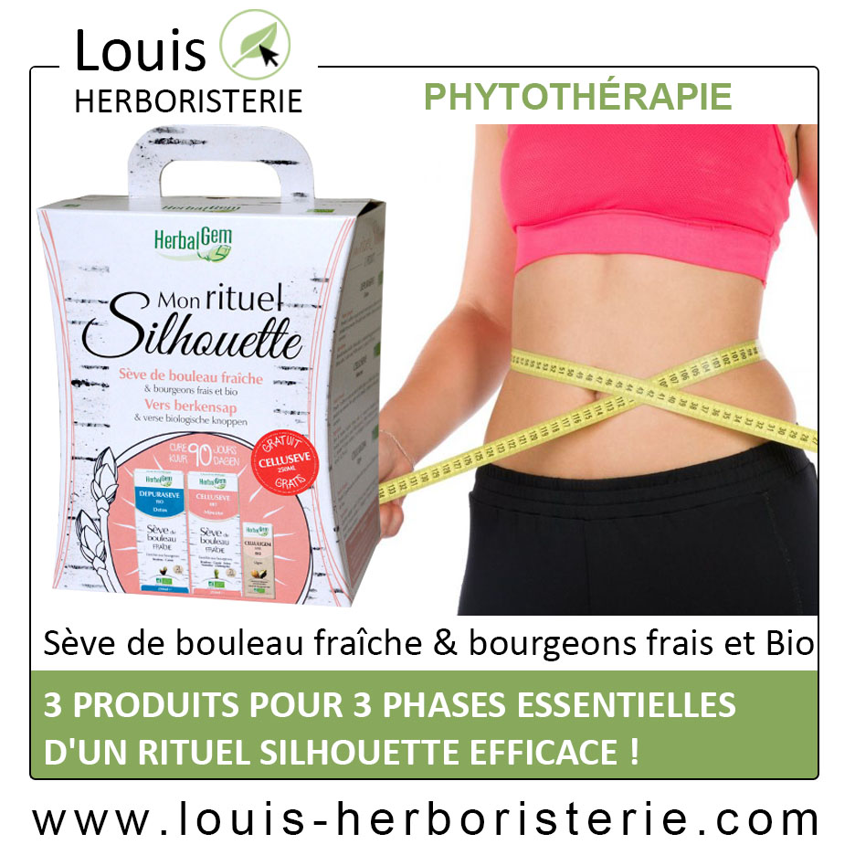 Mon Rituel Silhouette à la sève de bouleau et aux bourgeons est une cure amincissante de 90 jours, disponible à l'herboristerie Louis