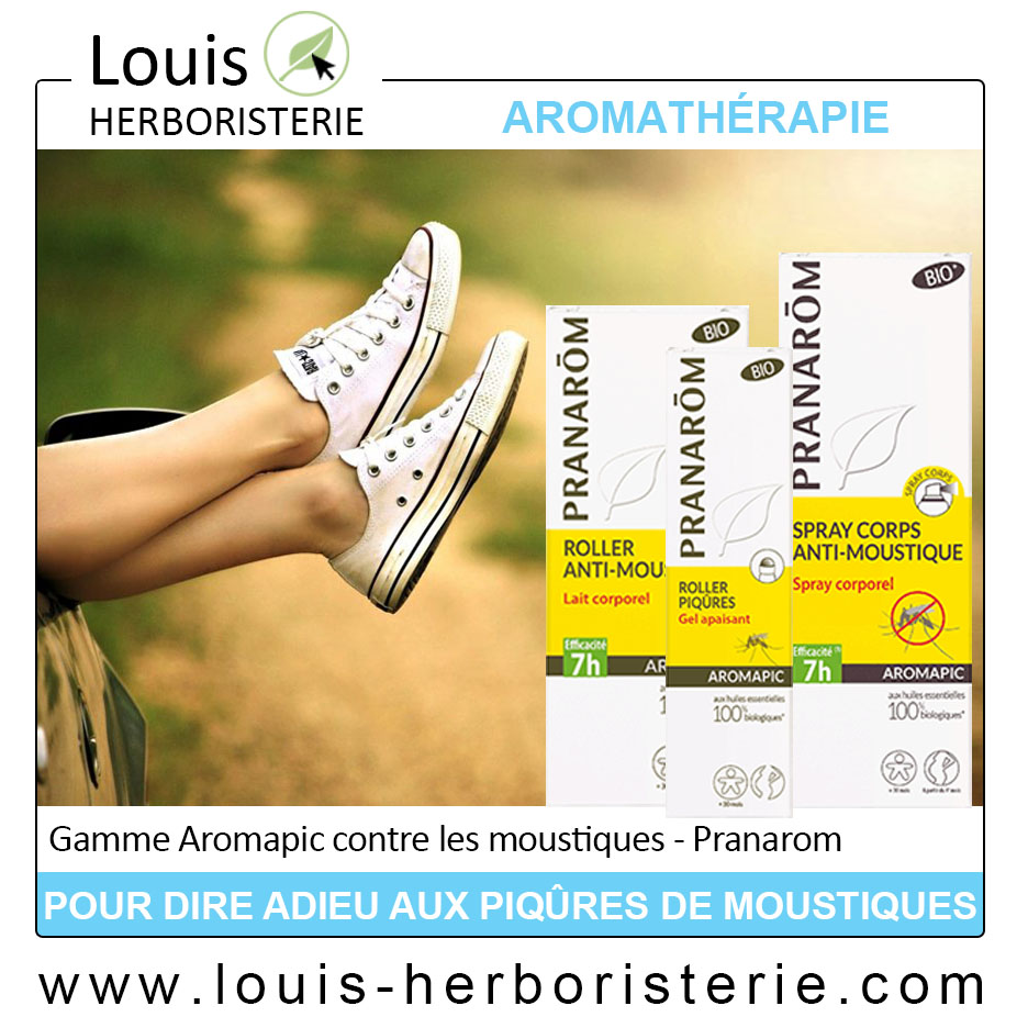 La gamme Aromapic de Pranarôm, efficace contre les moustiques, est disponible à l'herboristerie Louis