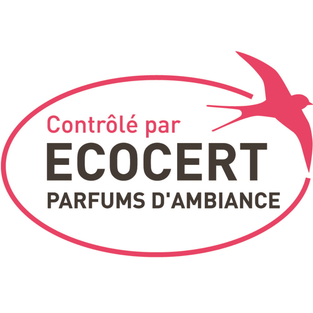 Petit logo rouge du label bio Ecocert Parfum Ambiance