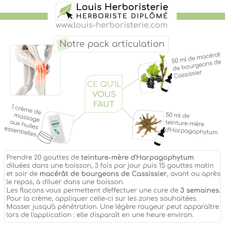 Découvrez ma sélection de plantes réputées pour leurs actions bénéfiques sur les douleurs articulaires et musculaires grâce à ce pack exclusif.