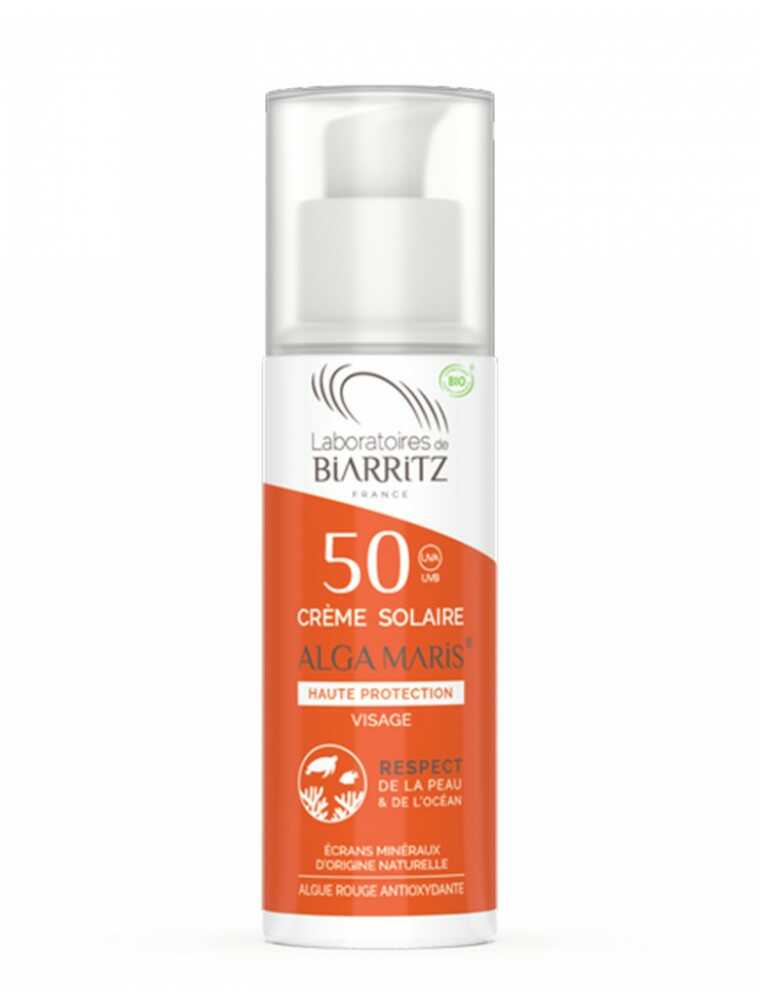 Crème Solaire visage SPF50 bio Biarritz sur le site de Louis-herboristerie