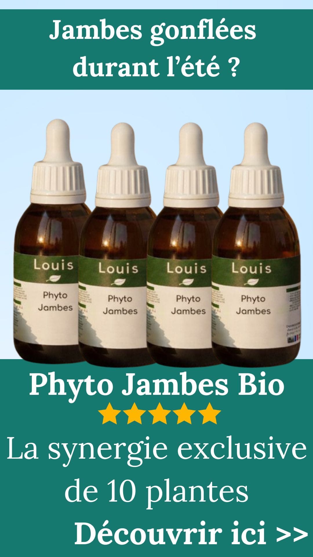 Banni&egrave;re mettant en avant un flacon en verre avec l'inscription Phyto Jambes 